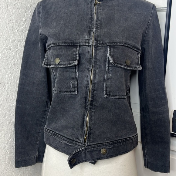 Current/Elliott The Moto Jean Jacket in Washed Black Size 0/XS - Picture 4 of 8